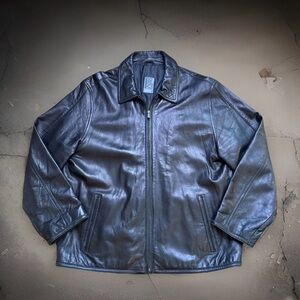 Vintage RC Comstock Expedition XL Genuine Leather Jacket Black Full Zip Soft